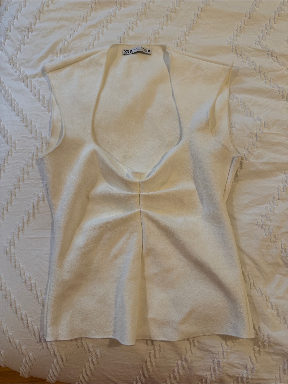 Zara Ivory Scoop-Neck Tank
